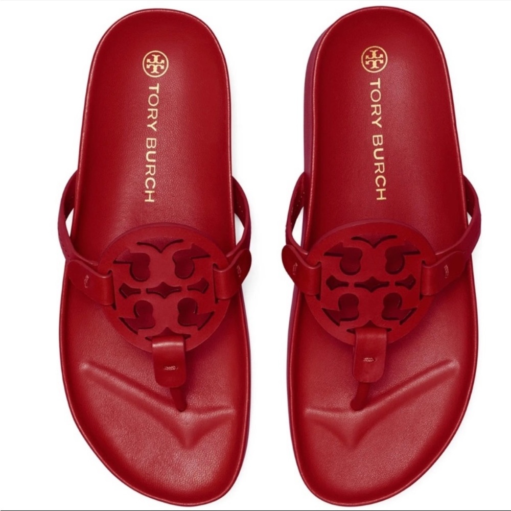 Tory Burch Women's Red Miller Cloud Sandals Shoes Tory Red Size 7